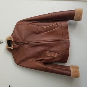 Womens Banana republic shearling leather jacket  in brown size small